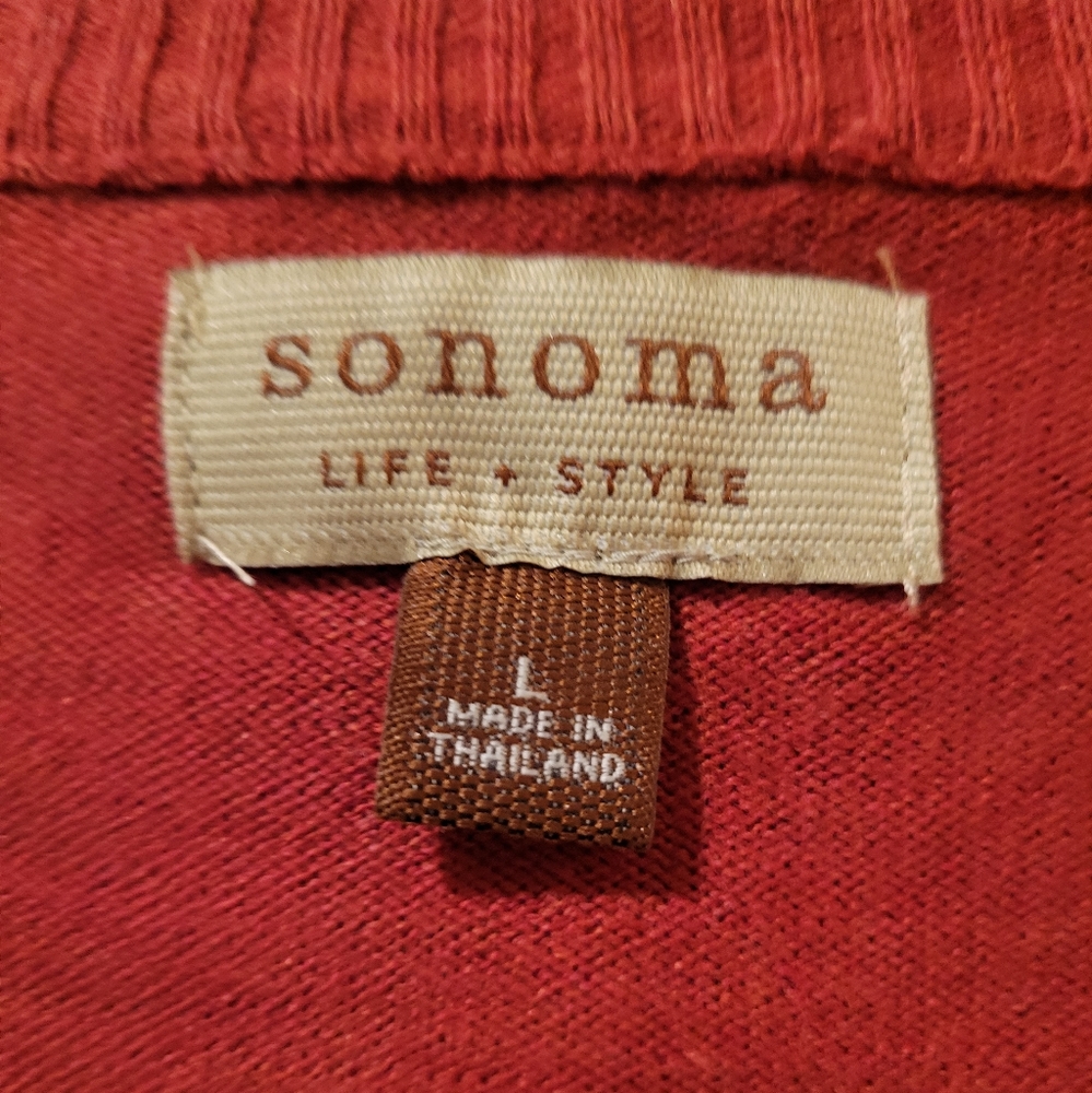 Sonoma V Neck Cotton Pullover Sweater L - Picture 2 of 7
